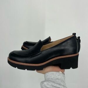 Naturalizer Womens 8 Black Chunky Cabaret Lug Sole Loafers Preppy Academia Goth